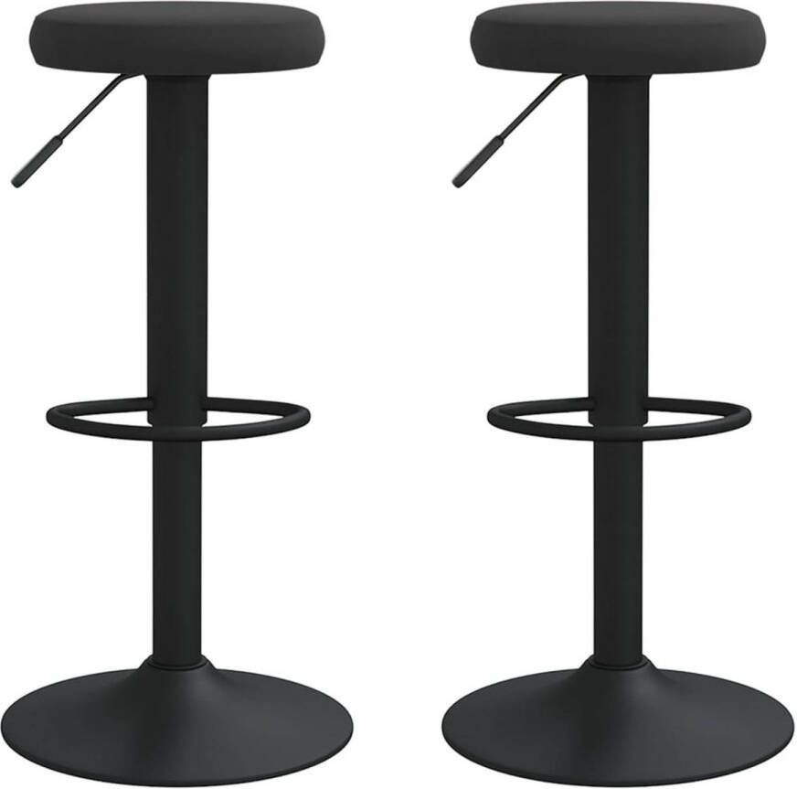 VidaXL Barkrukken Barstoelen Barkrukken 2 st fluweel zwart Velvet Meubels Zwarte Meubels Eetkamermeubilair