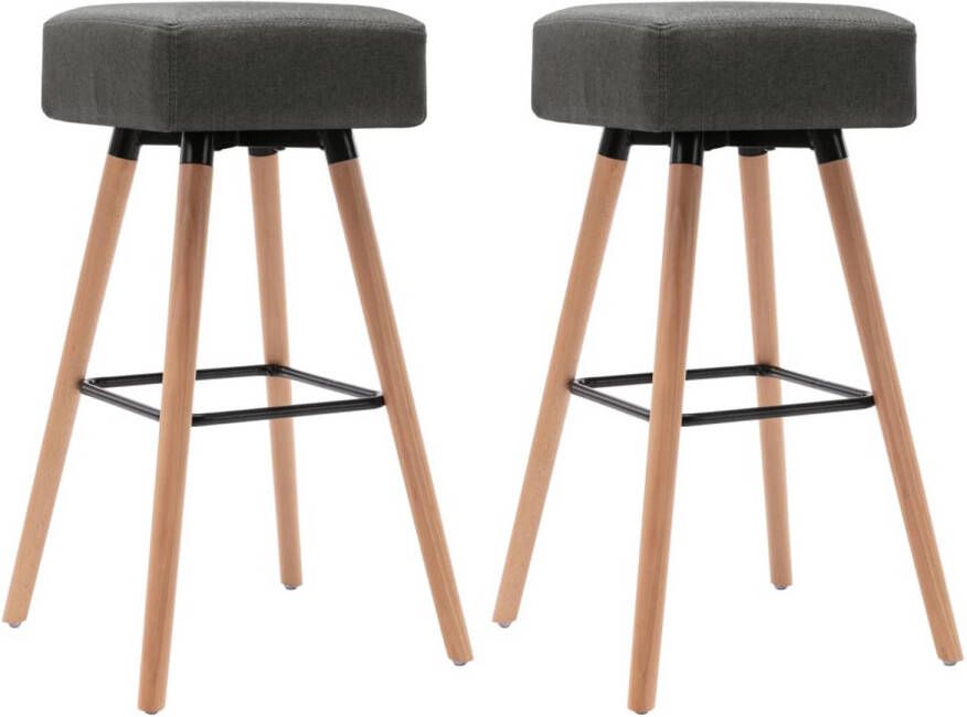 The Living Store Barstoelen Donkergrijs Stof 42 x 42 x 76 cm Bezorging met 2 barstoelen