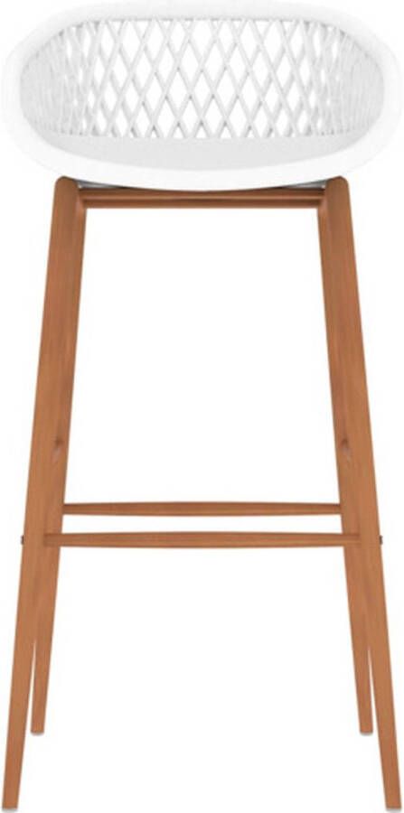 The Living Store Barstoelen Mesh-Look Set van 2 Wit 48x47.5x95.5 cm Ergonomisch ontworpen zitting Robuust PP en metaal Eenvoudige montage