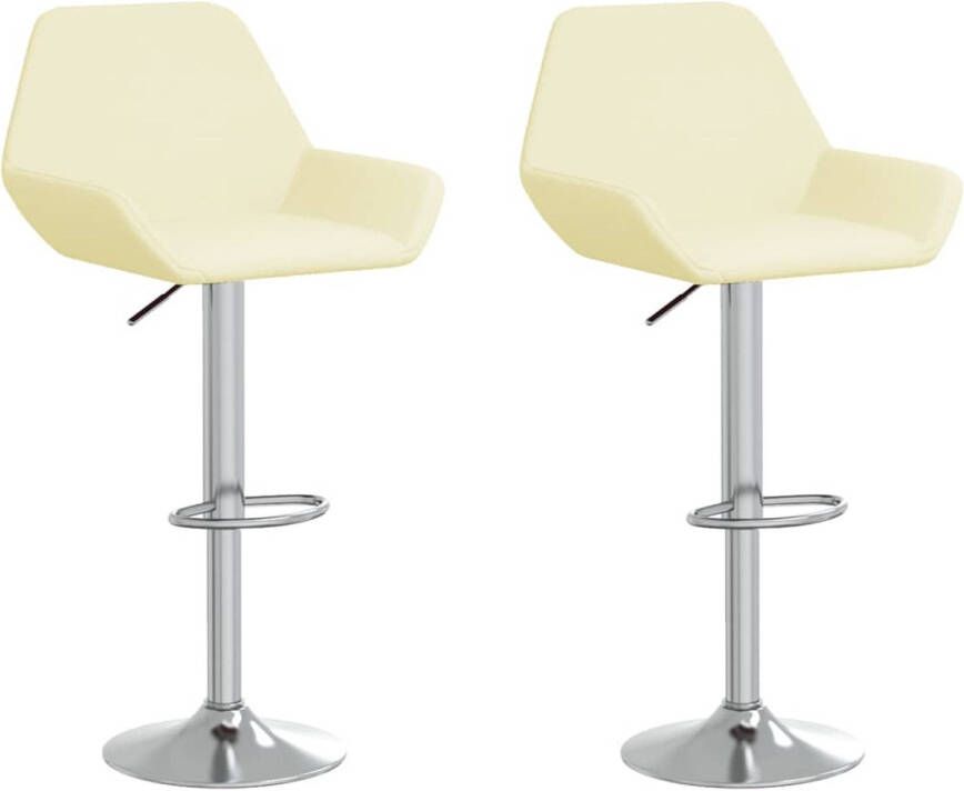 The Living Store Barstoelen Metaal en Multiplex 50 x 51 x (91 112) cm Crème stof Gasveermechanisme 360 graden draaibaar Set van 2