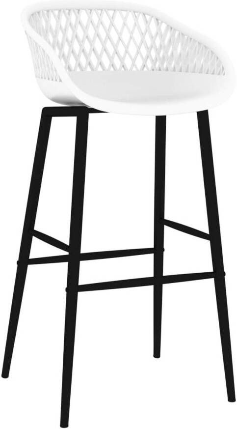 The Living Store Barstoelen Set van 2 Wit 48x47.5x95.5 cm (BxDxH) Ergonomisch ontworpen zitting Lage rugleuning met mesh-look Robuust PP materiaal Gepoedercoat metalen poten Eenvoudige montage Levering bevat 2 barstoelen