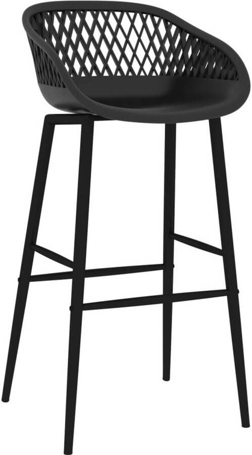 The Living Store Barstoelen set van 4 PP en metaal 48 x 47.5 x 95.5 cm (B x D x H) Zwart