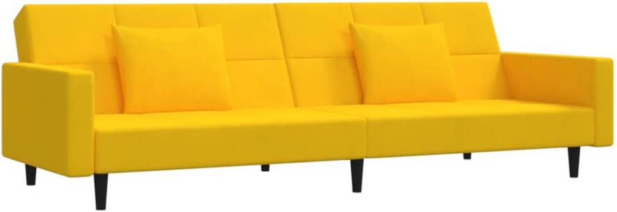 The Living Store Bedbank fluweel geel 220 x 84.5 x 69 cm om te bouwen tot bed - Foto 1