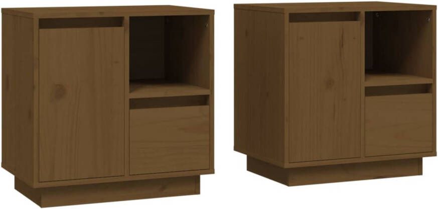 The Living Store Nachtkastjes 2 st 50x34x50 cm massief grenenhout honingbruin Nachtkastje Houten Nachtkastje Grenenhouten Nachtkastje Bruine Nachtkastje Slaapkamersdecoratie