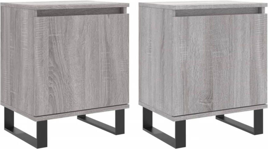 The Living Store Bedkasten Grijs Sonoma Eiken 40 x 30 x 50 cm Bewerkt hout en ijzer Nachtkastje Houten Nachtkastje Grijze Nachtkastjes Sonoma Eiken Bedroom Furniture