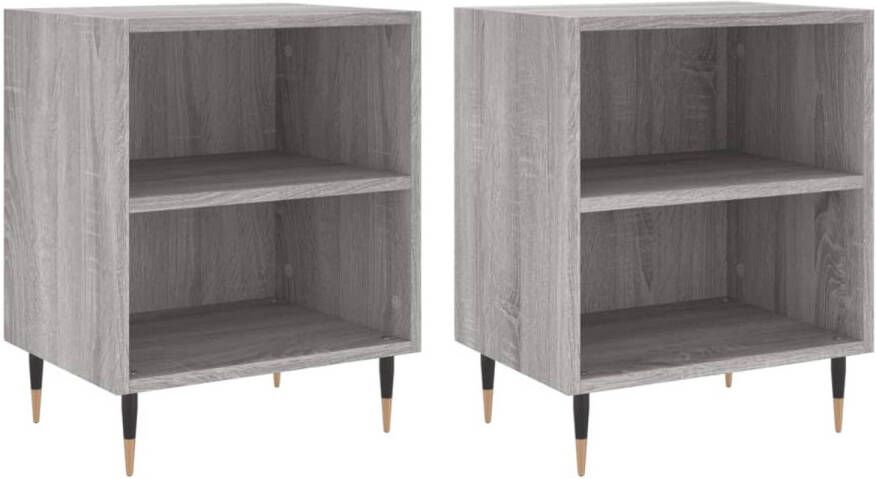 The Living Store Bedkasten Grijs Sonoma Eiken 40 x 30 x 50 cm Duurzaam materiaal Nachtkastje Kastje Houten Kast Grijze Nachttafel Salonkast