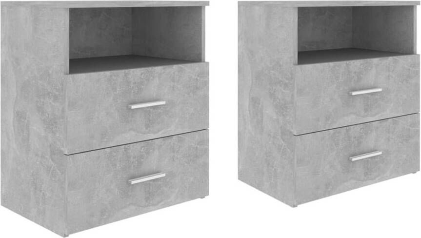 The Living Store Bedkastjes Betongrijs 50 x 32 x 60 cm 2 lades Stabiel en stevig - Foto 1