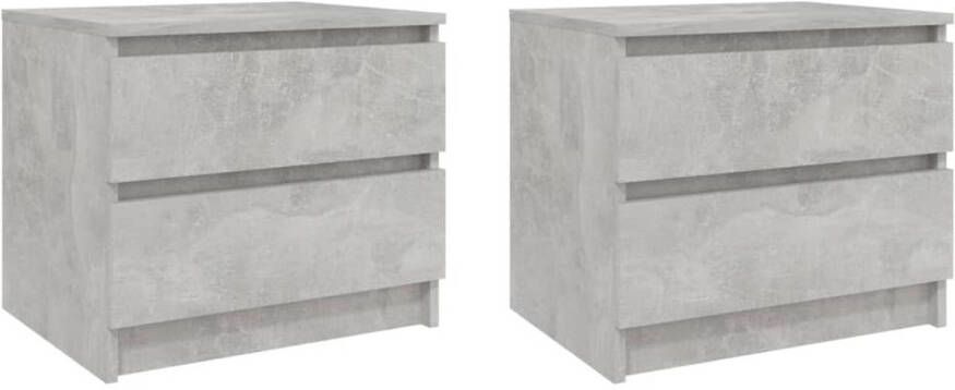 The Living Store Bedkastjes Betongrijs 50 x 39 x 43.5 cm 2 lades - Foto 1