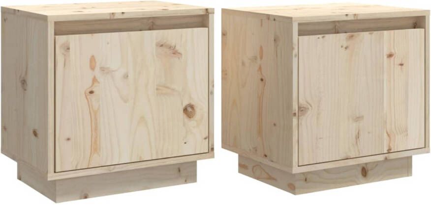 The Living Store Bedkastjes Grenenhout 40 x 30 x 40 cm Set van 2