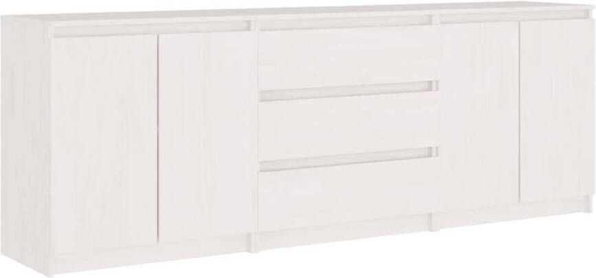 The Living Store Bijzetkast 180x36x65 cm massief grenenhout wit Kast