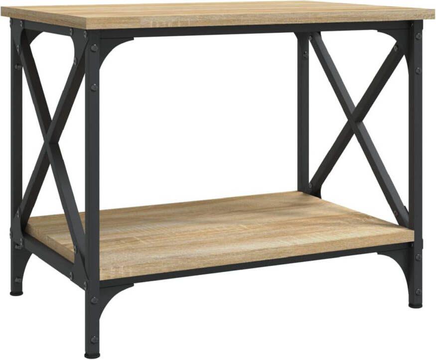 The Living Store Bijzettafel 55x38x45 cm bewerkt hout sonoma eikenkleurig Tafel