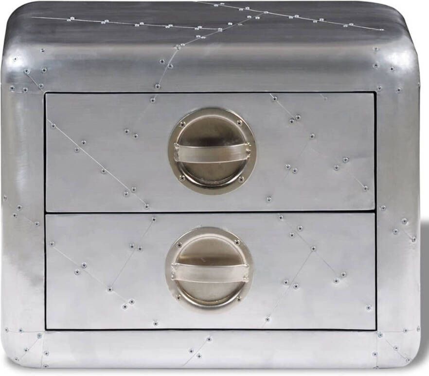The Living Store Bijzettafel in luchtvaartstijl Houten frame 50 x 35 x 40 cm 2 lades