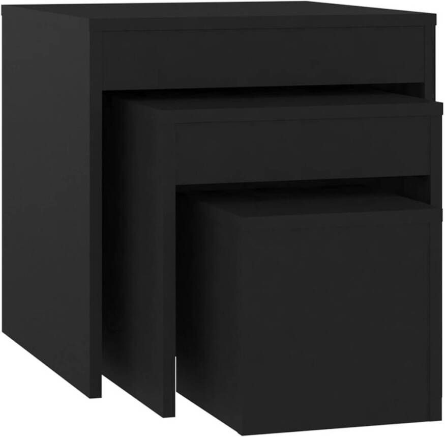 The Living Store Bijzettafels Multifunctioneel Zwart Grote 45x45x45 cm Medium 35x35x35 cm Kleine 24x24x24 cm Montage vereist