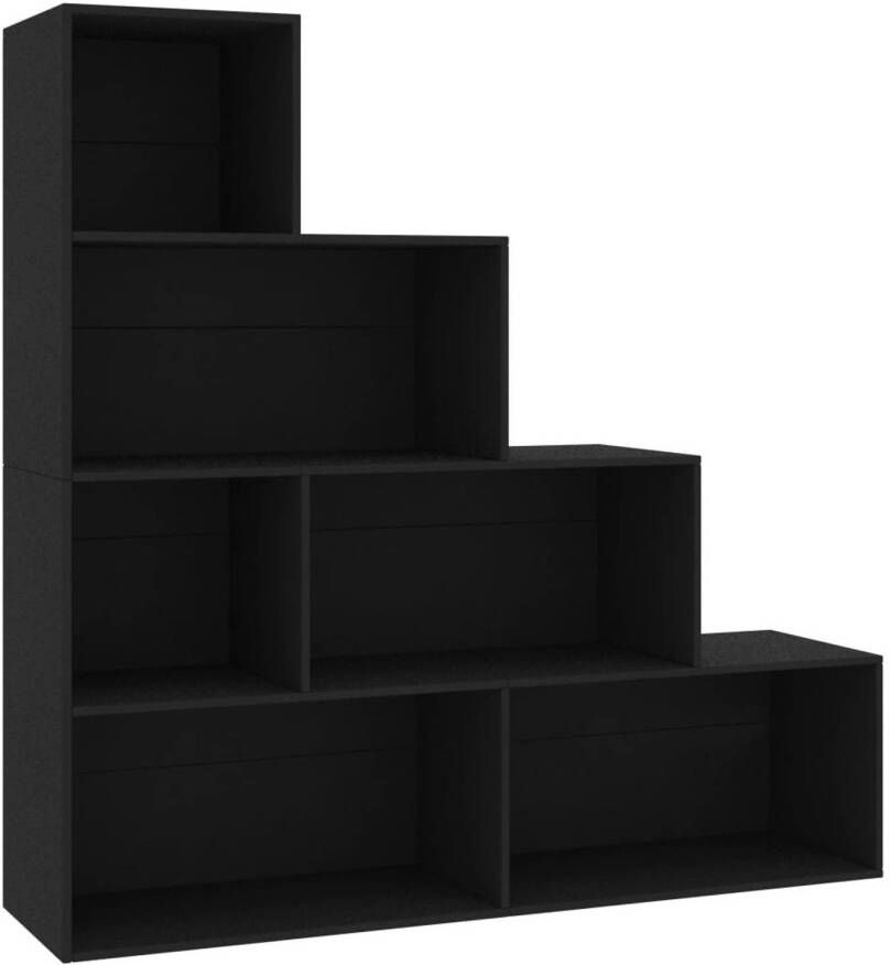 The Living Store Boekenkast kamerscherm 155x24x160 cm bewerkt hout zwart Boekenkast Houten Boekenkast Zwarte Boekenkast Boekenplank Opslagmogelijkheden