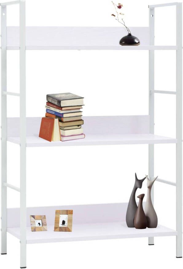 The Living Store Boekenkast 3-laags 60 x 27.6 x 90.5 cm Wit spaanplaat en staal - Foto 1