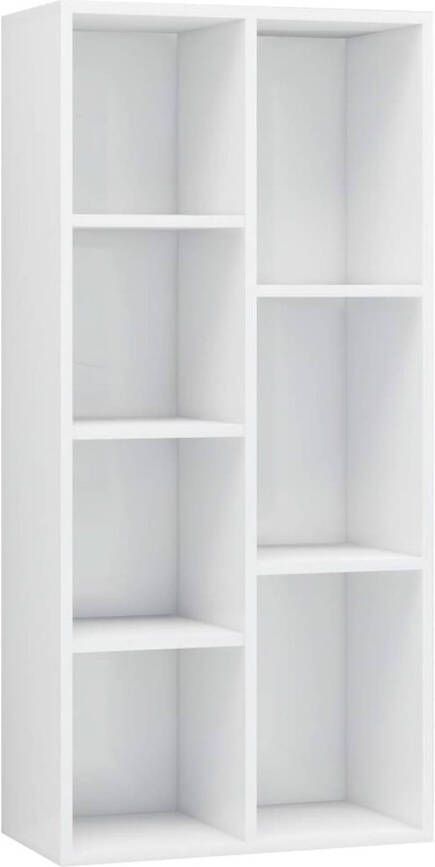 The Living Store Boekenkast 50x25x106 cm bewerkt hout hoogglans wit Kast - Foto 1
