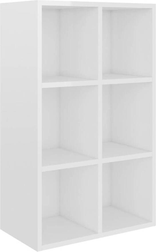The Living Store Boekenkast 66 x 30 x 97.8 cm Hoogglans wit 6 vakken