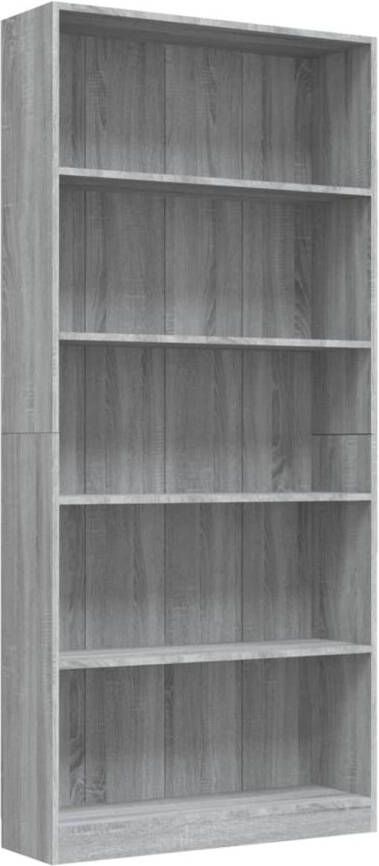 The Living Store Boekenkast 80x24x175 cm bewerkt hout grijs sonoma eikenkleurig Kast - Foto 1