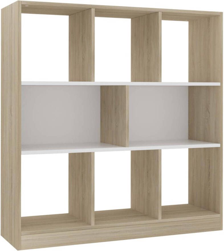 The Living Store Boekenkast 97-5x29-5x100 cm bewerkt hout wit en eikenkleurig Kast