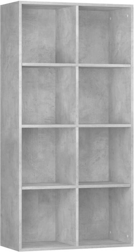 The Living Store Boekenkast Betongrijs 66 x 30 x 130 cm Bewerkt hout 8 vakken