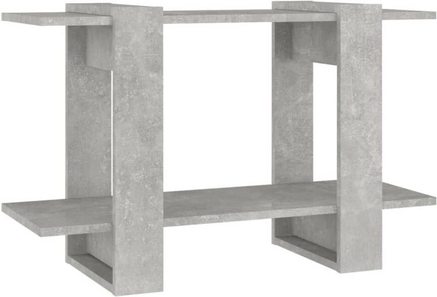 The Living Store Boekenkast Betongrijs 80x30x51 cm met 3 schappen bewerkt hout Boekenkast Bibliotheek Houten Boekenkast Grijze Boekenkast Kamerdivider