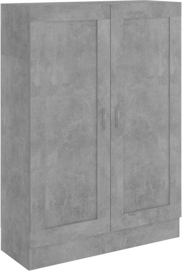 The Living Store Boekenkast Betongrijs 82.5 x 30.5 x 115 cm 3 vakken 2 deuren Boekenkast Houten Boekenkast Grijze Boekenkast Vintage Boekenkast Industriële Boekenkast