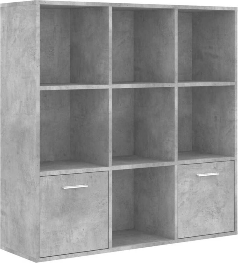 The Living Store Boekenkast Betongrijs 98x30x98 cm Open kubussen en 2 deuren - Foto 1