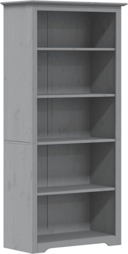 The Living Store Boekenkast 5-laags BODO 80x38x180 cm massief grenenhout grijs Kast
