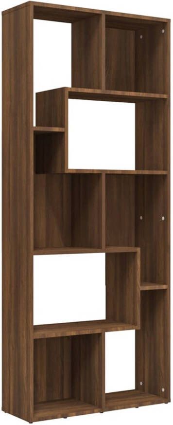 The Living Store Boekenkast 67x24x161 cm bewerkt hout bruineikenkleurig Kast