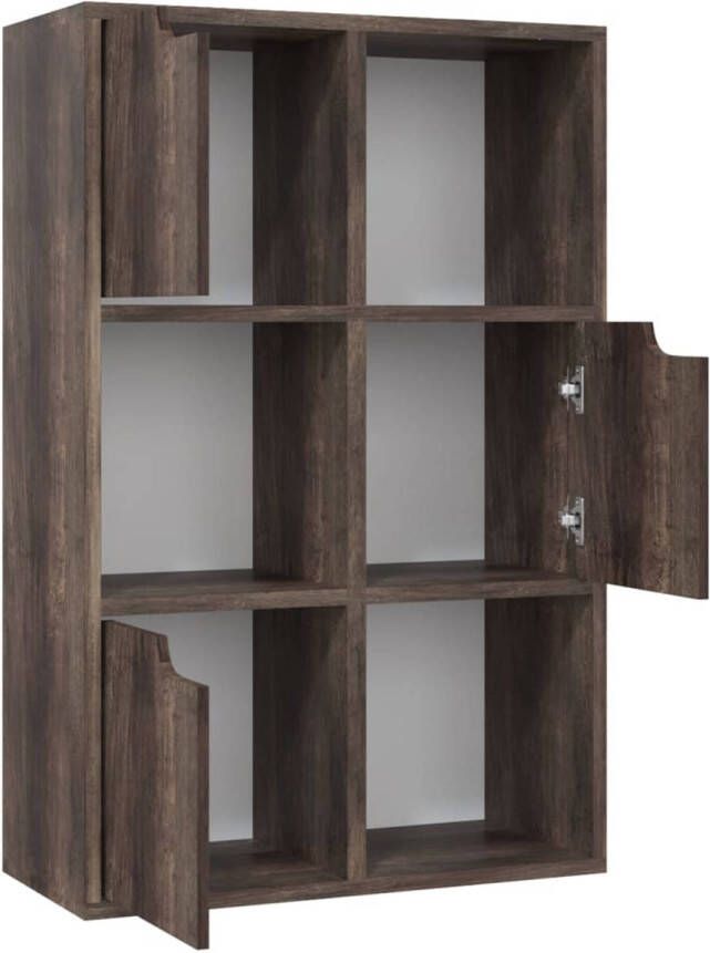 The Living Store Boekenkast compact en praktisch open vakken en vakken met deurtjes gerookt eiken 60 x 27.5 x 88 cm (L x B x H)