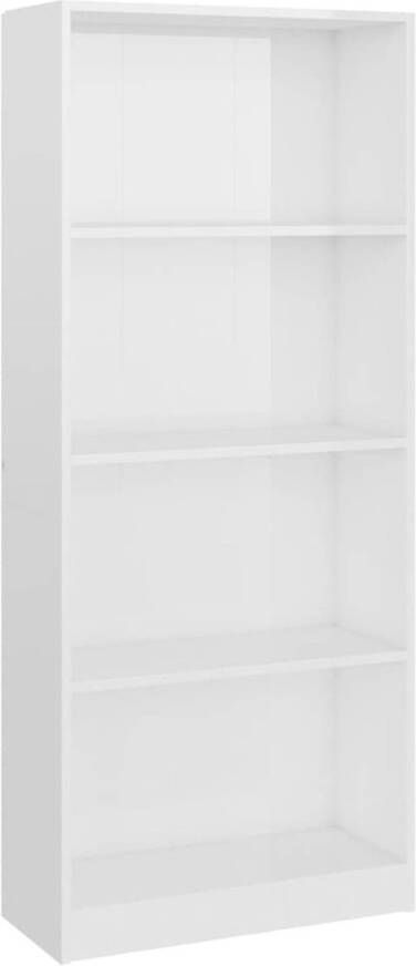 The Living Store Boekenkast Duro Hoogglans wit 60 x 24 x 142 cm - Foto 1