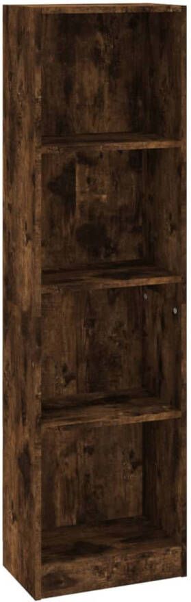 The Living Store Boekenkast 4-laags 40x24x143 cm bewerkt hout gerookt eikenkleur Kast