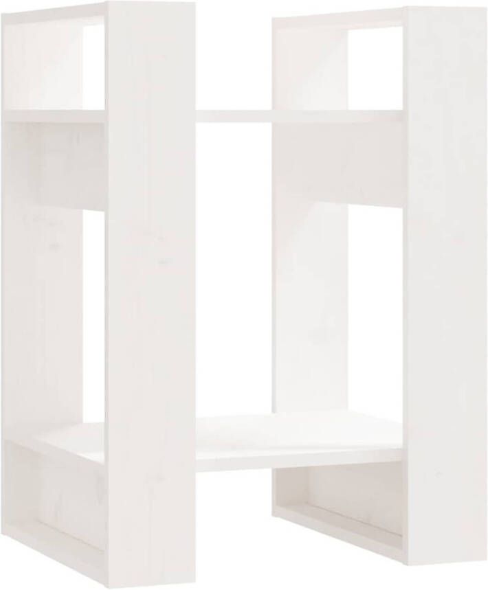 The Living Store Boekenkast kamerscherm 41x35x57 cm massief grenenhout wit Kast