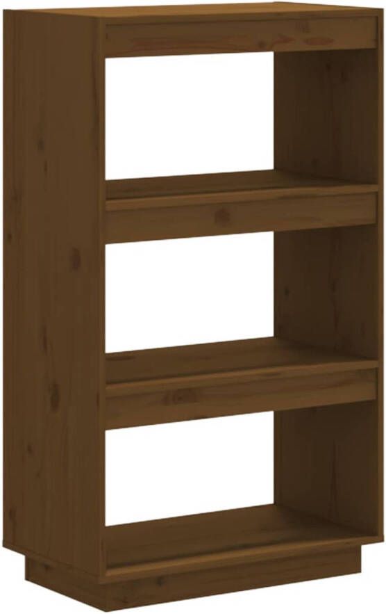 The Living Store Boekenkast kamerscherm massief grenenhout honingbruin Bibliotheek Boekenkast Grenoble Hout Honig Bruin Kamerdivider