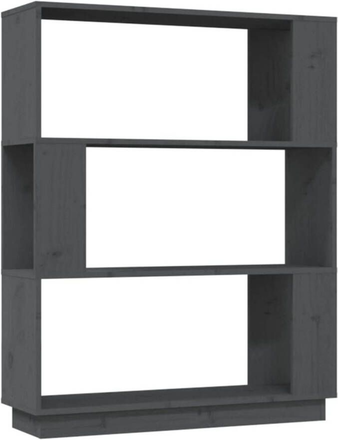 The Living Store Boekenkast kamerscherm 80x25x101 cm massief grenenhout grijs Kast