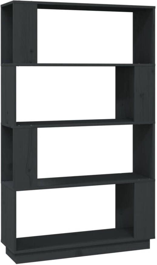 The Living Store Boekenkast kamerscherm 80x25x132 cm massief grenenhout grijs Boekenkast Grenoble Hout Grijze Boekenkast Kamer Scheidingswand Opslag Kast