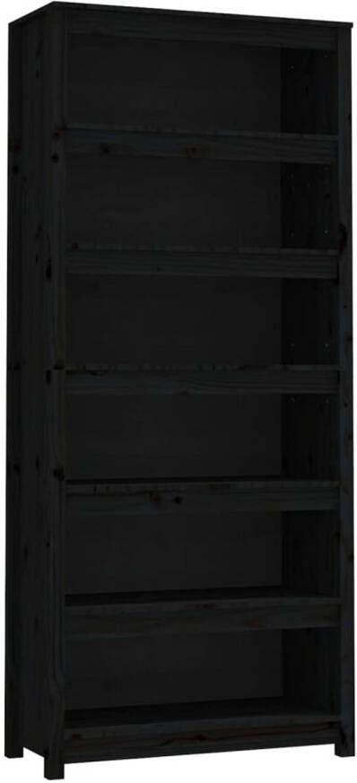 The Living Store Boekenkast Grenenhout 80 x 35 x 183 cm Zwart