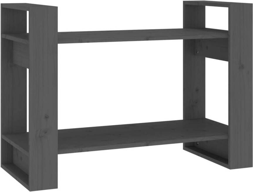 The Living Store Boekenkast kamerscherm 80x35x56 5 cm massief grenenhout grijs Boekenkast Boekenplank Grenoble Hout Houten Boekenkast Vintage Boekenkast