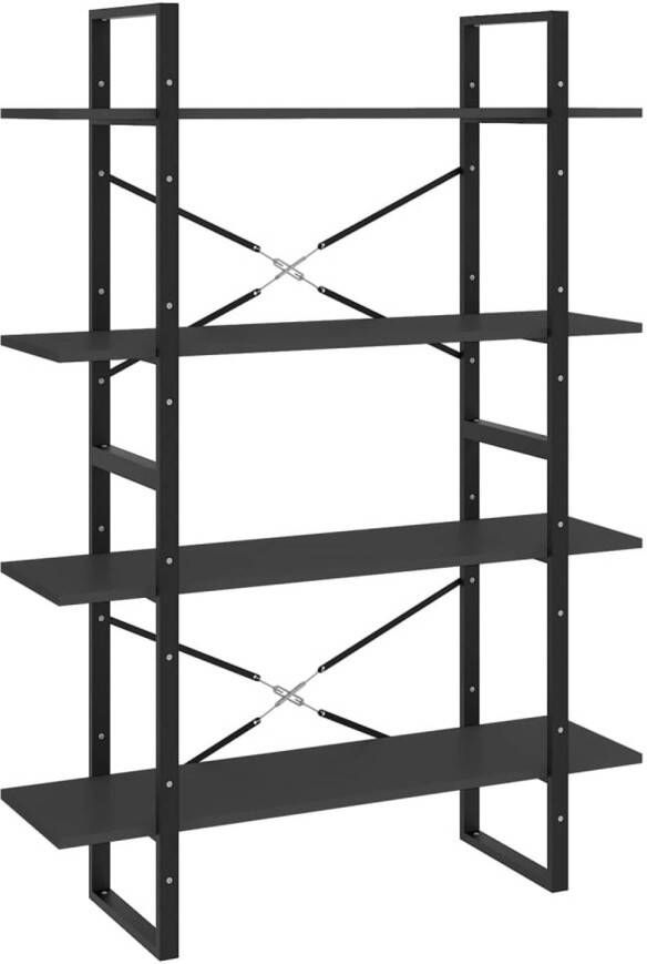The Living Store Boekenkast met 4 schappen 100x30x140 cm spaanplaat grijs Boekenkast Houten Boekenkast Grijze Boekenkast Boekenplank Opslagruimte