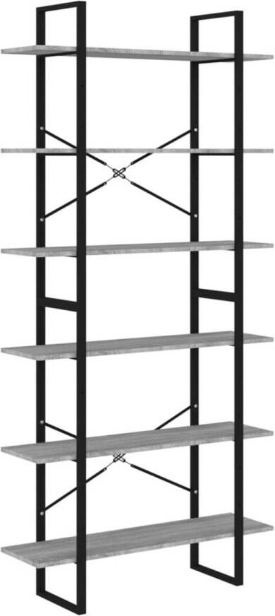 The Living Store Hoge kast 100x30x210 cm bewerkt hout grijs sonoma eikenkleurig Hoge Kast Boekenkast Grijze Kast Houten Kast Opbergkast