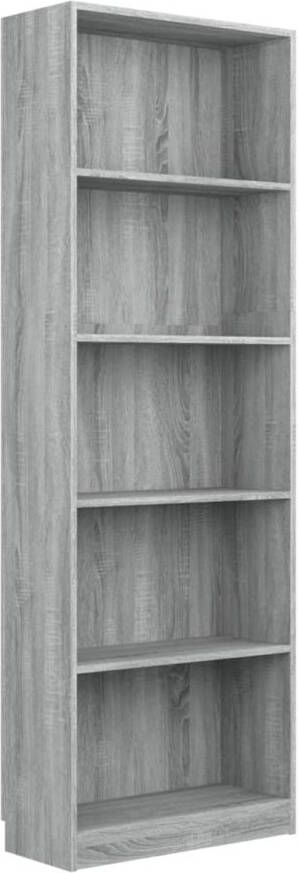 The Living Store Boekenkast 60x24x175 cm bewerkt hout grijs sonoma eikenkleurig Kast - Foto 1