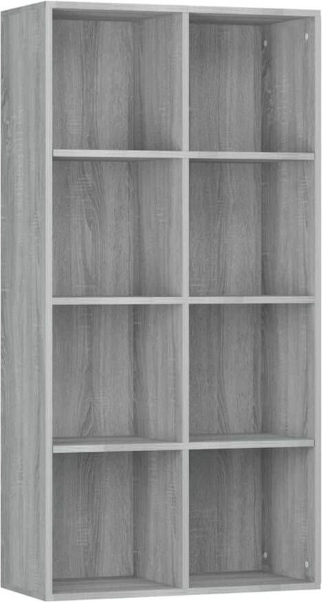 The Living Store Boekenkast Grijs Sonoma Eiken 66 x 30 x 130 cm Inclusief Montagehandleiding Wandmontage vereist