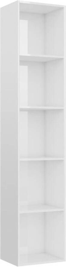 The Living Store Boekenkast Hoogglans wit 40 x 30 x 189 cm 5 schappen - Foto 1