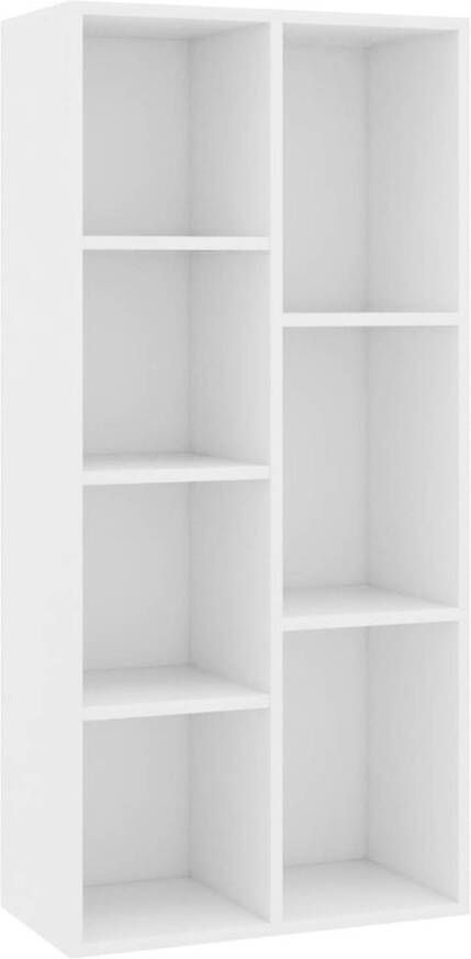 The Living Store Boekenkast hout 50x25x106 cm wit 7 schappen