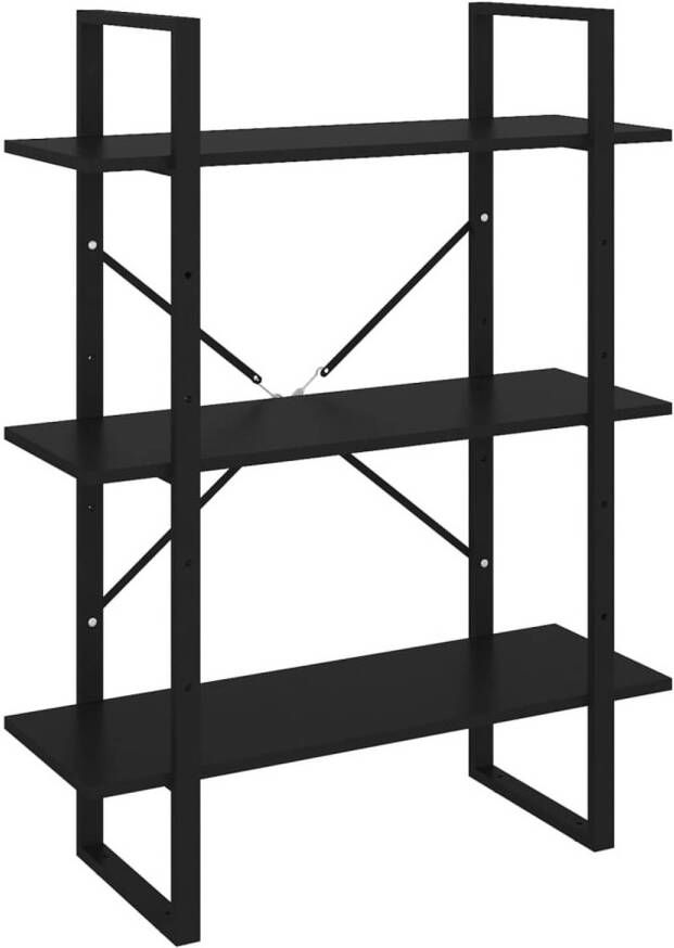 The Living Store Boekenkast met 5 schappen 80x30x175 cm grenenhout zwart Kast