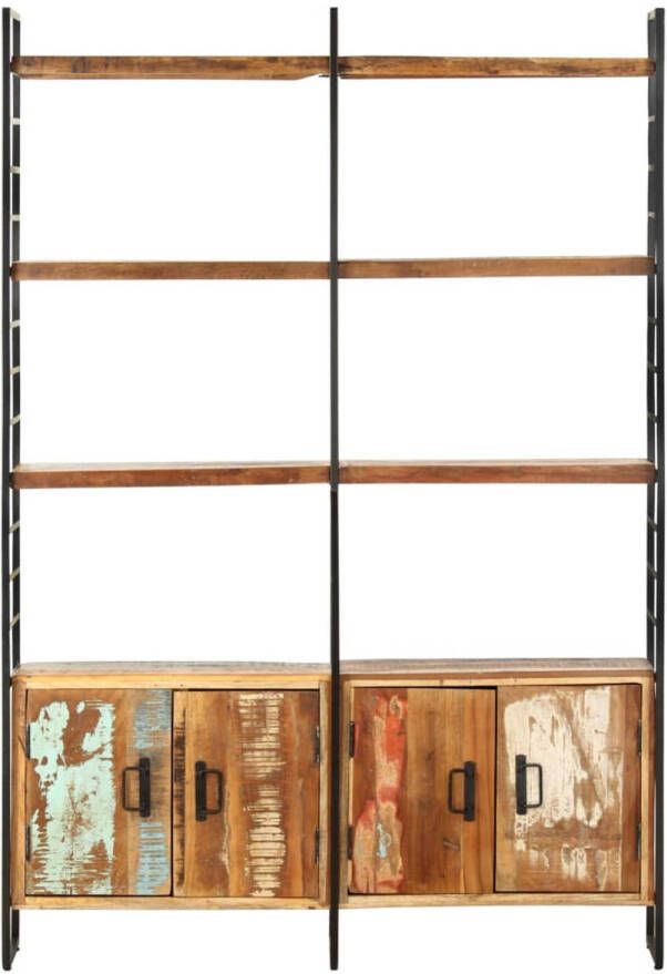 The Living Store Boekenkast Industriële Stijl 124x30x180 cm Massief gerecycled hout en ijzeren frame