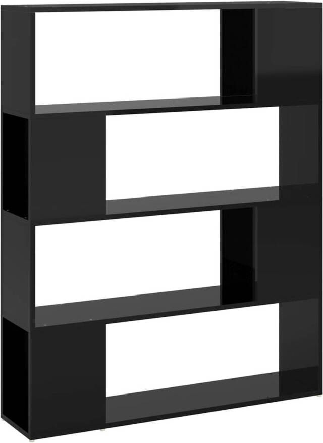 The Living Store Boekenkast Kamerverdeler 100 x 24 x 124 cm Hoogglans zwart