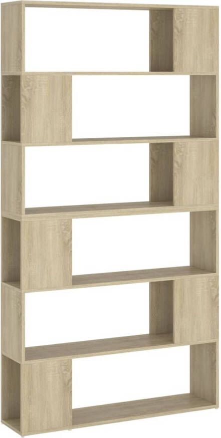 The Living Store Boekenkast kamerscherm 100x24x188 cm sonoma eikenkleurig Boekenkast Kamerverdeler Houten Boekenkast Sonoma Eiken Opslagruimte
