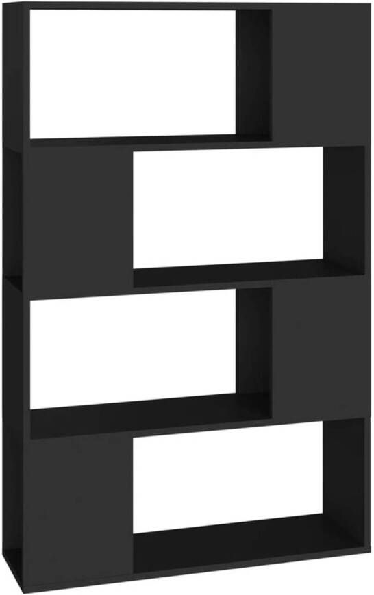 The Living Store Boekenkast kamerscherm 80x24x124-5 cm spaanplaat zwart Kast