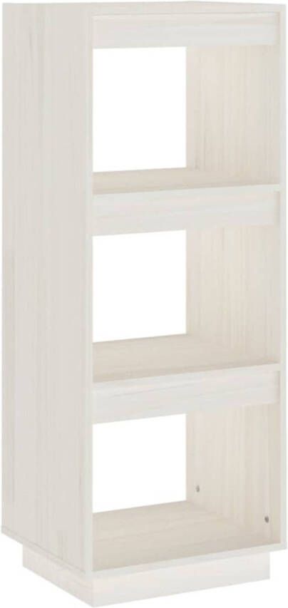 The Living Store Boekenkast kamerscherm 40x35x103 cm massief grenenhout wit Boekenkast Boekenplank Houtmeubel Grenenhouten Kast Witte Boekenkast